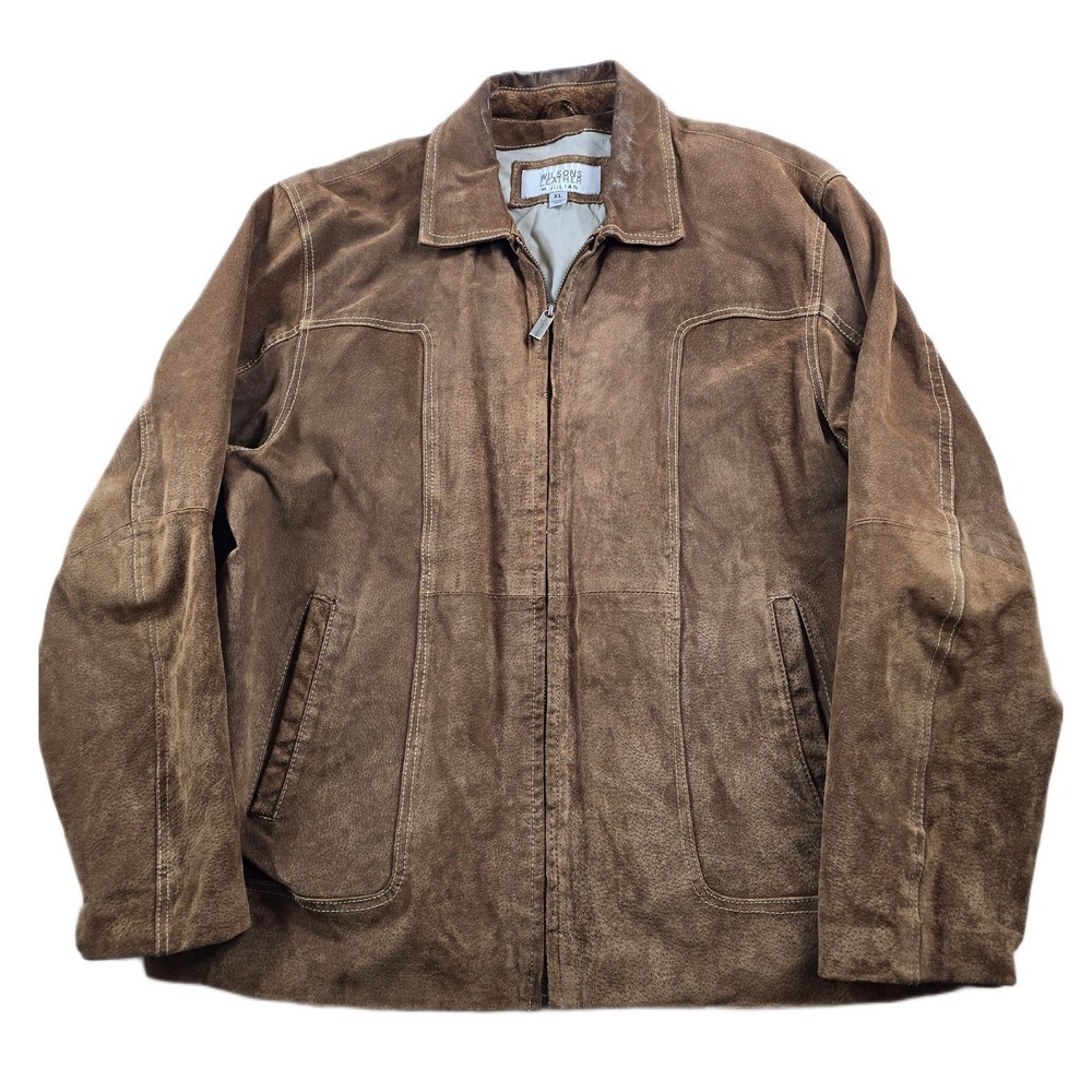 Wilsons M. Julian Suede Leather Bomber Jacket Mens XL Brown Zip Classic‎ Vintage